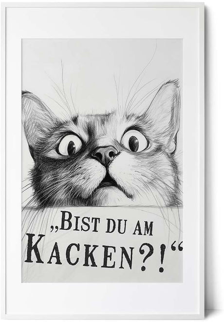 Paul Sinus Poster/Leinwandbild/Rahmenoption Lustiges Katzenbild – Freche Klo-Deko fürs Gäste-WC – Perfekt für Humorvolle