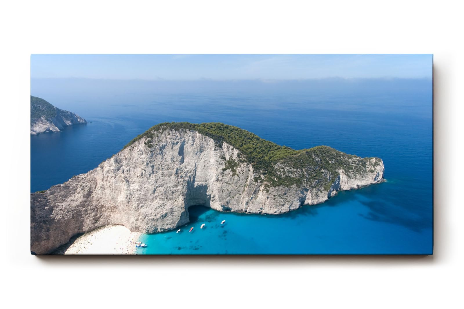 Sinus Art Wandbild 120x80cm Satte Türkistöne, weiße Felsen und mediterranes Flair gestochen scharf