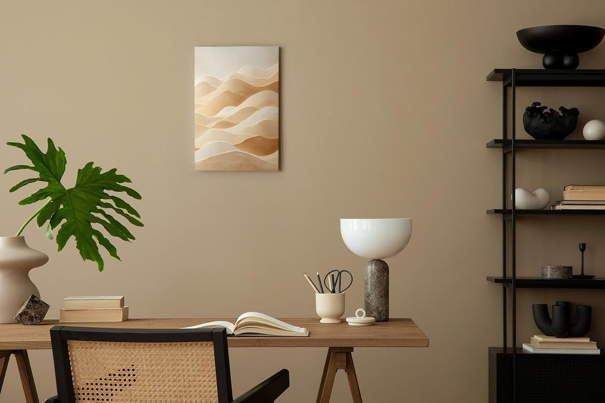 Paul Sinus 60x90cm Wandbild, Zeitlose Eleganz in Fokuslandschaft – sandfarbene Wellen in harmonischer Bewegung