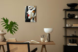 Paul Sinus 60x90cm Wandbild Crimson Beauty – Modernes Frauenporträt in geometrischer Eleganz auf Leinwand Holzrahmen