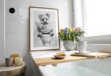 Paul Sinus Poster/Leinwandbild/Rahmenoption Lustiges Hundebild – Witzige Klo-Deko fürs Gäste-WC – Perfekt für Hundeliebhaber