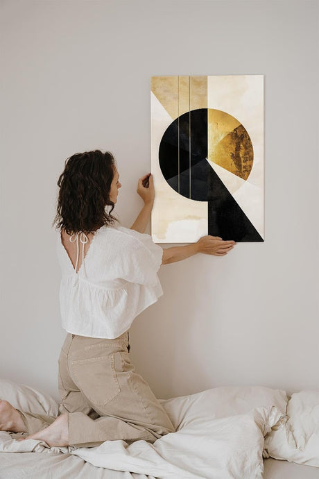 Paul Sinus 60x90cm Wandbild Golden Motion – Powerdesign und Fokusgeometrie im modernen Kreis-Stil auf Leinwand