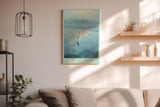 Paul Sinus Wandbild in 40x60cm The Silent Watcher mit elegantem Reiher vor nebliger Küstenlandschaft für ruhige Wandgestaltung