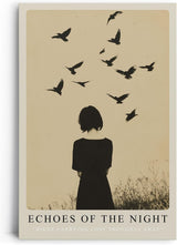 Paul Sinus Leinwandbild 60x90cm Echoes of the Night geheimnisvolle Silhouette mit Vögeln melancholisch minimalistisch nostalgisch ruhige Atmosphäre