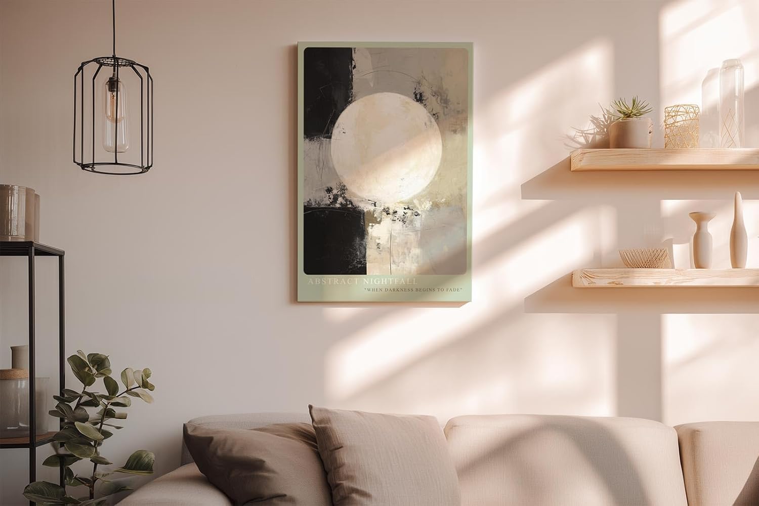 Paul Sinus Wandbild in 40x60cm Abstract Nightfall – Harmonische abstrakte Komposition mit großem Lichtkreis und sanften Farbverläufen