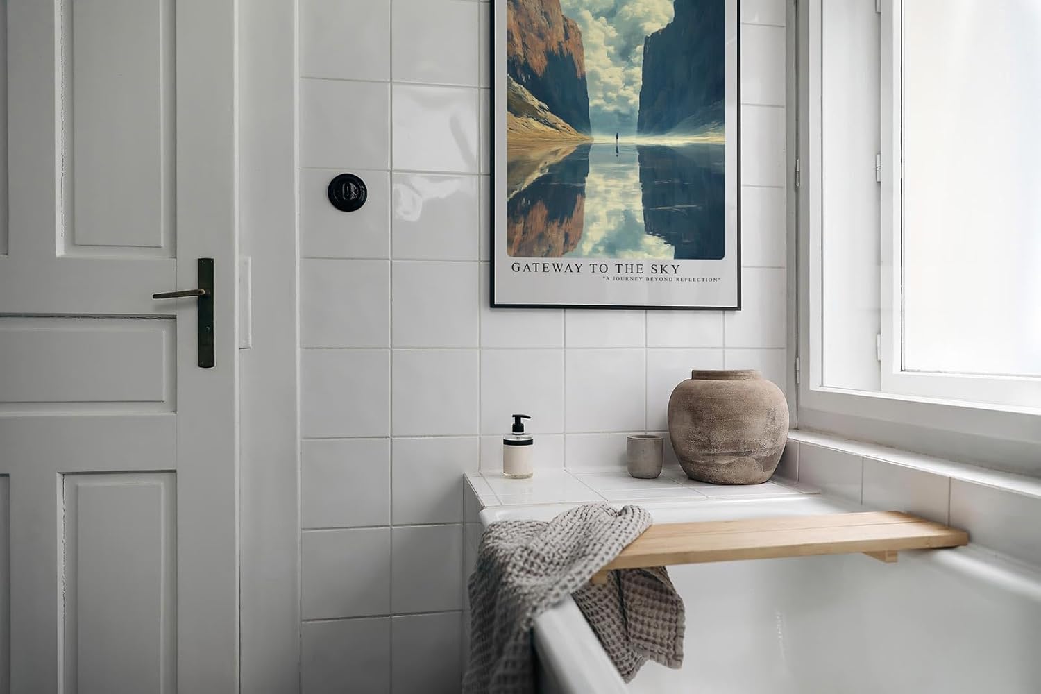 Paul Sinus Leinwandbild 80x120cm monumentale Felslandschaft mit spektakulärer Himmelsreflexion – kunstvolles Leinwandbild für moderne Raumgestaltung