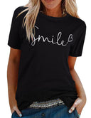 Tuopuda T-Shirt Damen Sommer Oberteile Rundhals Kurzärmeliges Print Bluse Basic Shirt Bequem Baumwolle Tunika Tee Tops Schlank Hemd für Frühling Sommer Herbst