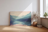 Sinus Art Wandbild 120x80cm Sanfte Pastellfarben treffen auf spiegelglatten See mit Bergpanorama