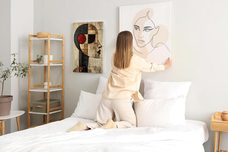 Paul Sinus 60x90cm Wandbild Zeitloser Blick – Modernes Kopfporträt als abstrakte Kunst auf Leinwand Holzrahmen