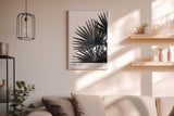 Paul Sinus Wandbild in 40x60cm Palm Shadows – Schwarz-weißes Palmenblattmotiv mit markanten Lichtund Schattenspielen