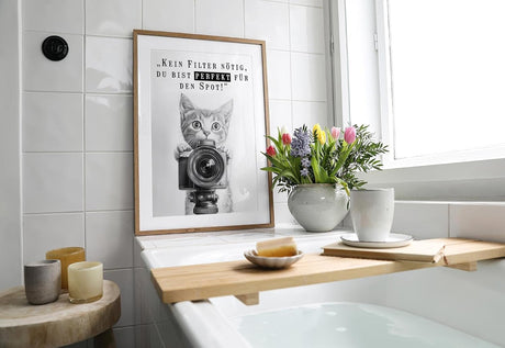 Paul Sinus Poster/Leinwandbild/Rahmenoption Lustiges Katzenbild – Witzige Klo-Deko fürs Gäste-WC – Perfekt für Humorvolle