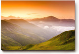 Sinus Art Wandbild 120x80cm Sanfte Hügellandschaft mit Lichtstimmung und Weitblick auf Bergketten