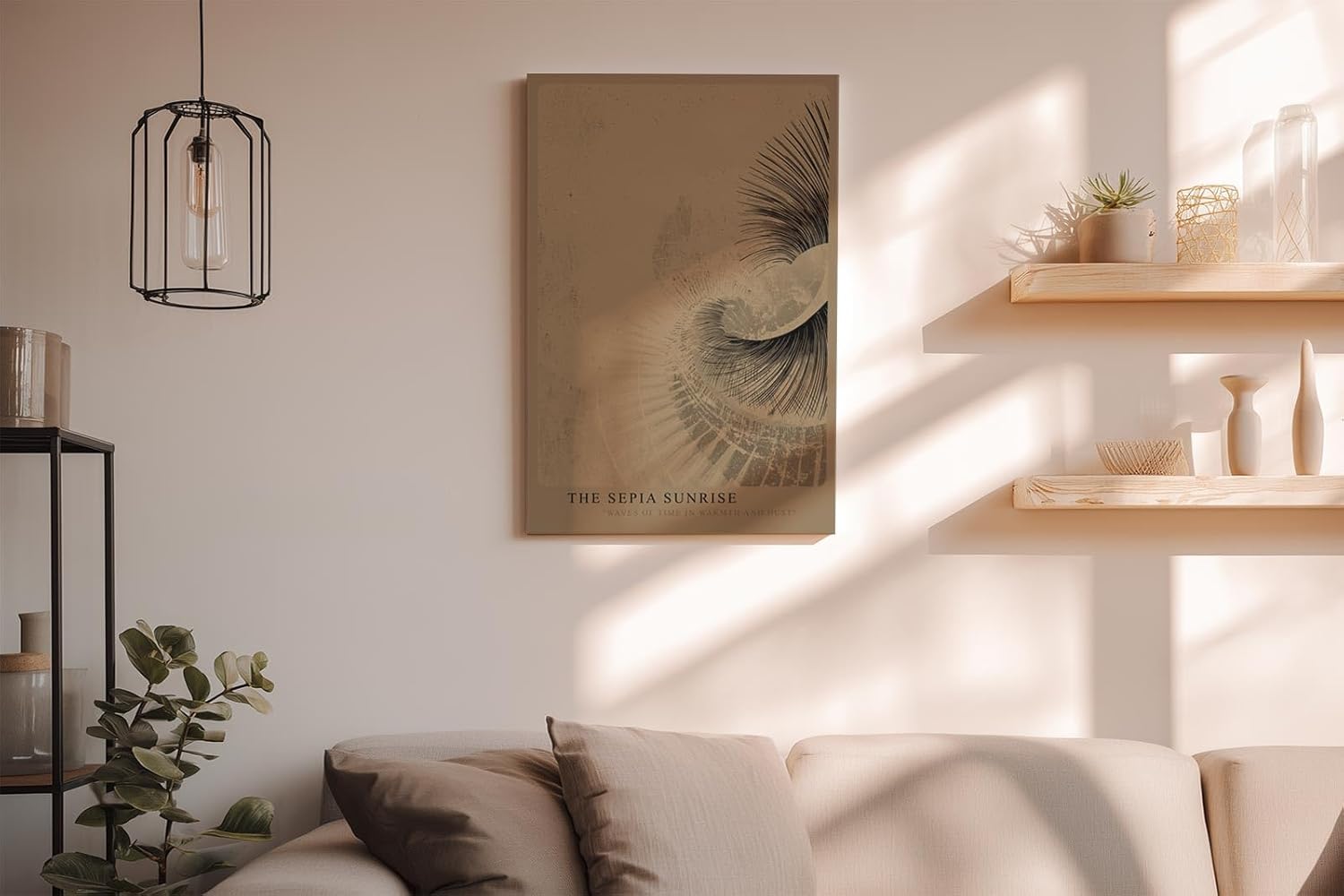 Paul Sinus Wandbild in 40x60cm The Sepia Sunrise – Zeitlose Wellen in warmen Sepiatönen für stilvolle Räume
