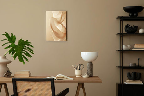 Paul Sinus 60x90cm Wandbild, Faszinierende Leichtigkeit in Fokuswellen – abstrakte Eleganz in warmen Beigetönen