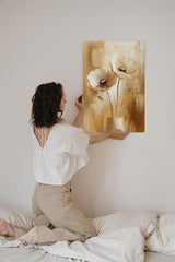 Paul Sinus 60x90cm Wandbild Blütenträume in Beige – Ausdrucksstarke Mohnblumen als stilvolles Highlight für elegante Wohnräume