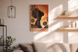 Paul Sinus Wandbild in 40x60cm Silhouette einer Frau vor grafisch-ornamentalem Hintergrund in warmen Erdtönen