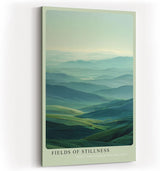 Paul Sinus Wandbild in 40x60cm Fields of Stillness – beruhigende Hügellandschaft in zarten Grünund Blautönen für harmonische Raumgestaltung