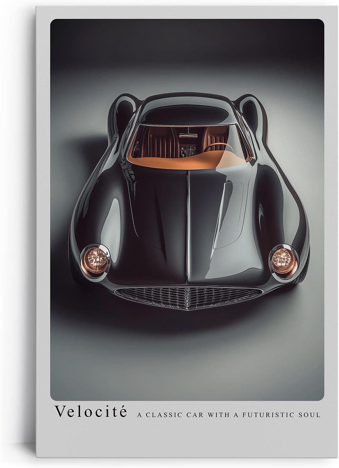 Paul Sinus Leinwandbild 80x120cm Velocité klassischer Sportwagen futuristisch schwarz elegant Retro Luxus Design