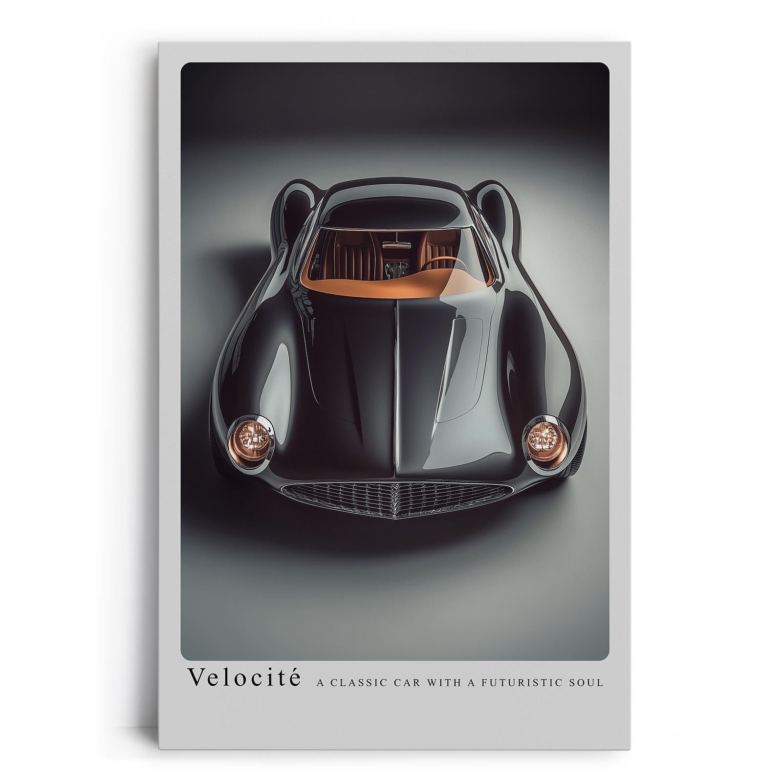 Paul Sinus Leinwandbild 80x120cm Velocité klassischer Sportwagen futuristisch schwarz elegant Retro Luxus Design