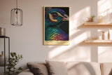 Paul Sinus Wandbild in 40x60cm Spectral Plumes Detailreiches Pfauenportrait in kräftigen Farben