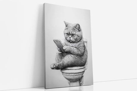 Paul Sinus Poster/Leinwandbild/Rahmenoption Lustiges Katzenbild – Witzige Klo-Deko fürs Badezimmer – Perfekt fürs Gäste-WC