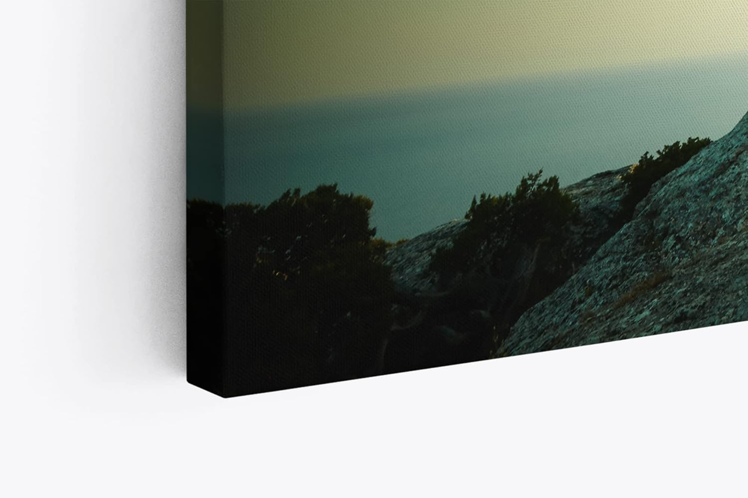 Paul Sinus Wandbild 120x80cm Sächsische Schweiz Baum Felsen Felsbaum Abend Fotokunst