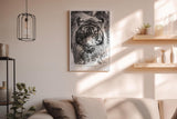 Paul Sinus Wandbild in 40x60cm Tiger in Silence – Ausdrucksstarkes Schwarz-Weiß-Porträt eines Tigers im Wasser
