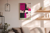 Paul Sinus Wandbild in 40x60cm The Magenta Grid – Strukturiertes abstraktes Kunstwerk in Pink, Schwarz und Weiß mit dynamischer Wirkung