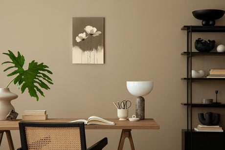 Paul Sinus 60x90cm Wandbild Sanfte Blüten in Sepia – Minimalistische Eleganz mit floraler Harmonie Blume