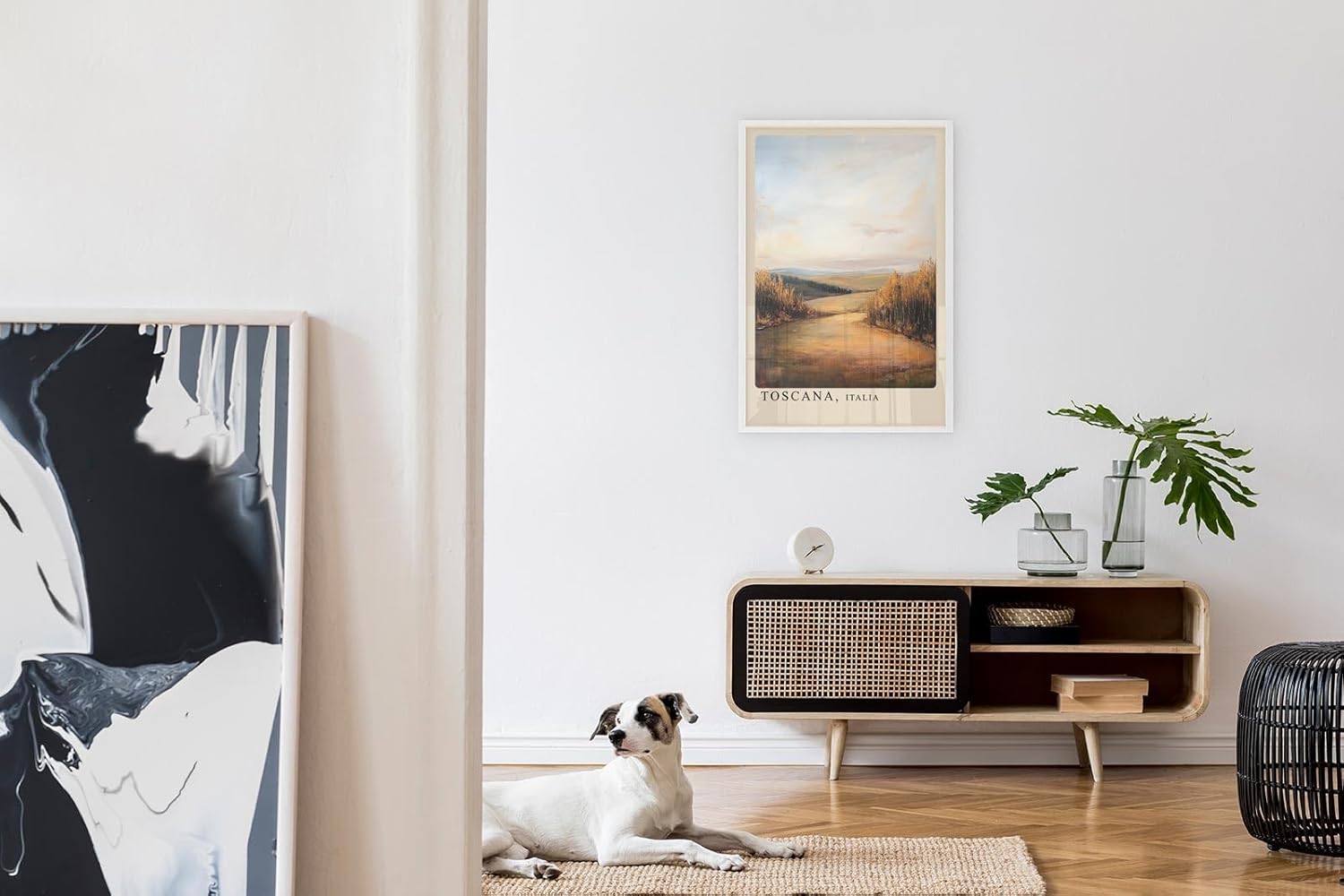 Paul Sinus Leinwandbild 60x90cm Toskana Idylle – Weite mediterrane Landschaft mit goldenem Licht und warmen Erdtönen