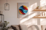 Paul Sinus Wandbild in 40x60cm The Elemental Flow – Abstraktes Rundmotiv in kräftigen Blau-, Rot-, Gelbund Schwarztönen