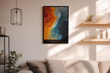 Paul Sinus Wandbild in 40x60cm The Liquid Frontier in kräftigen Blau-, Grauund Orangetönen mit fließendem Farbverlauf für stilvolle Raumakzente