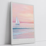 Paul Sinus Leinwandbild 60x90cm verträumte Segelboot-Szene mit sanften Pastelltönen, beruhigende Wandkunst mit ruhigem Meer und romantischer Atmosphäre
