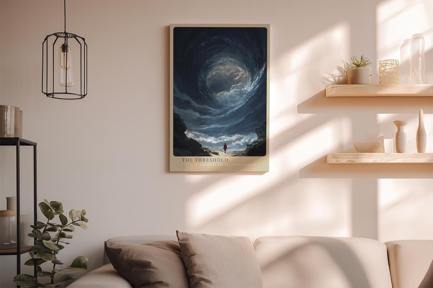 Paul Sinus Wandbild in 40x60cm The Threshold mit imposantem Wolkentunnel und einsamer Figur für faszinierende Wandgestaltung