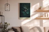 Paul Sinus Wandbild in 40x60cm The Hunter in the Dark – Leopard im Schatten dichter Blätter mit intensiven Augen