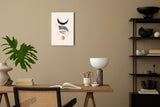 Paul Sinus 60x90cm Wandbild, Magische Komposition in Fokusgeometrie – Halbmond, Linien und Goldpunkt als Symbolik