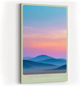 Paul Sinus Wandbild in 40x60cm Pastellfarbene Hügellandschaft im Sonnenaufgang mit sanftem Farbverlauf am Himmel