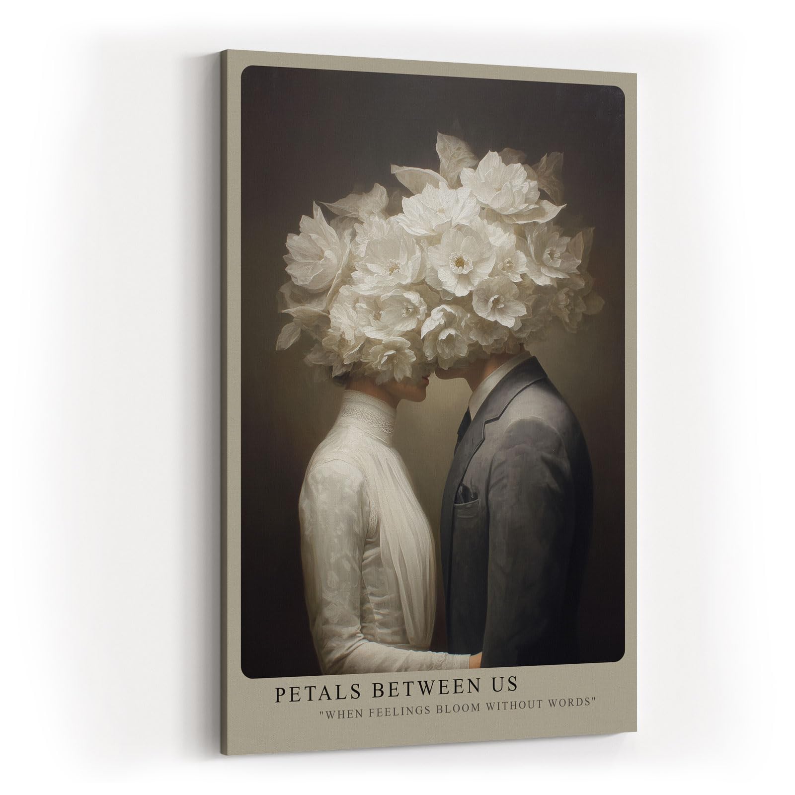 Paul Sinus Wandbild in 40x60cm Petals Between Us – Ausdrucksstarke Kunst mit blühenden weißen Blüten als Symbol für stille Verbundenheit