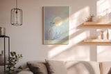 Paul Sinus Wandbild in 40x60cm The Moon Perch Vögel auf kahlen Ästen vor großem Mond im sanften Farbenspiel aus Blau und Rosa