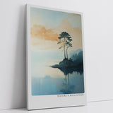 Paul Sinus Leinwandbild 80x120cm Stille Natur – Malerische Landschaft mit einsamem Baum und Spiegelung im ruhigen Wasser, sanfte Farben