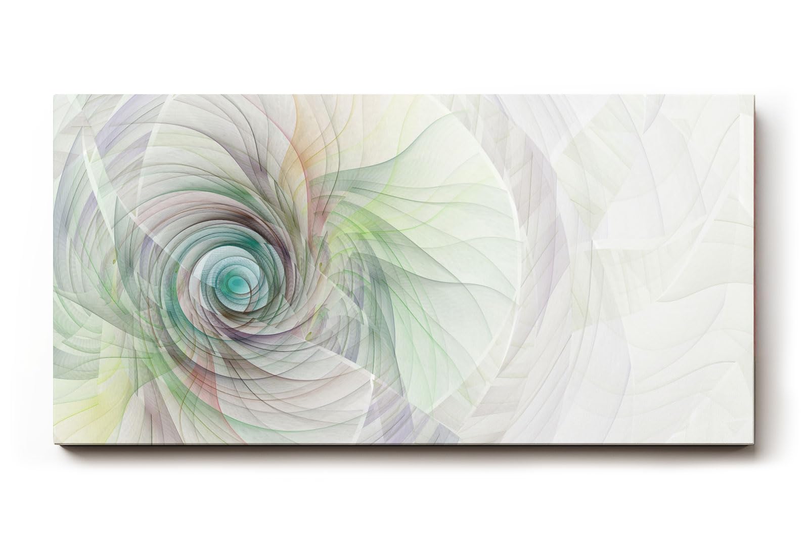 Sinus Art Wandbild 120x80cm Feines Wirbelmuster in Pastellfarben wie Mint, Rosé und Hellgrau – beruhigend und harmonisch