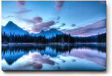 Sinus Art Wandbild 120x80cm Spiegelung von Bergen und Wald im ruhigen Wasser erzeugt eine meditative Wirkung