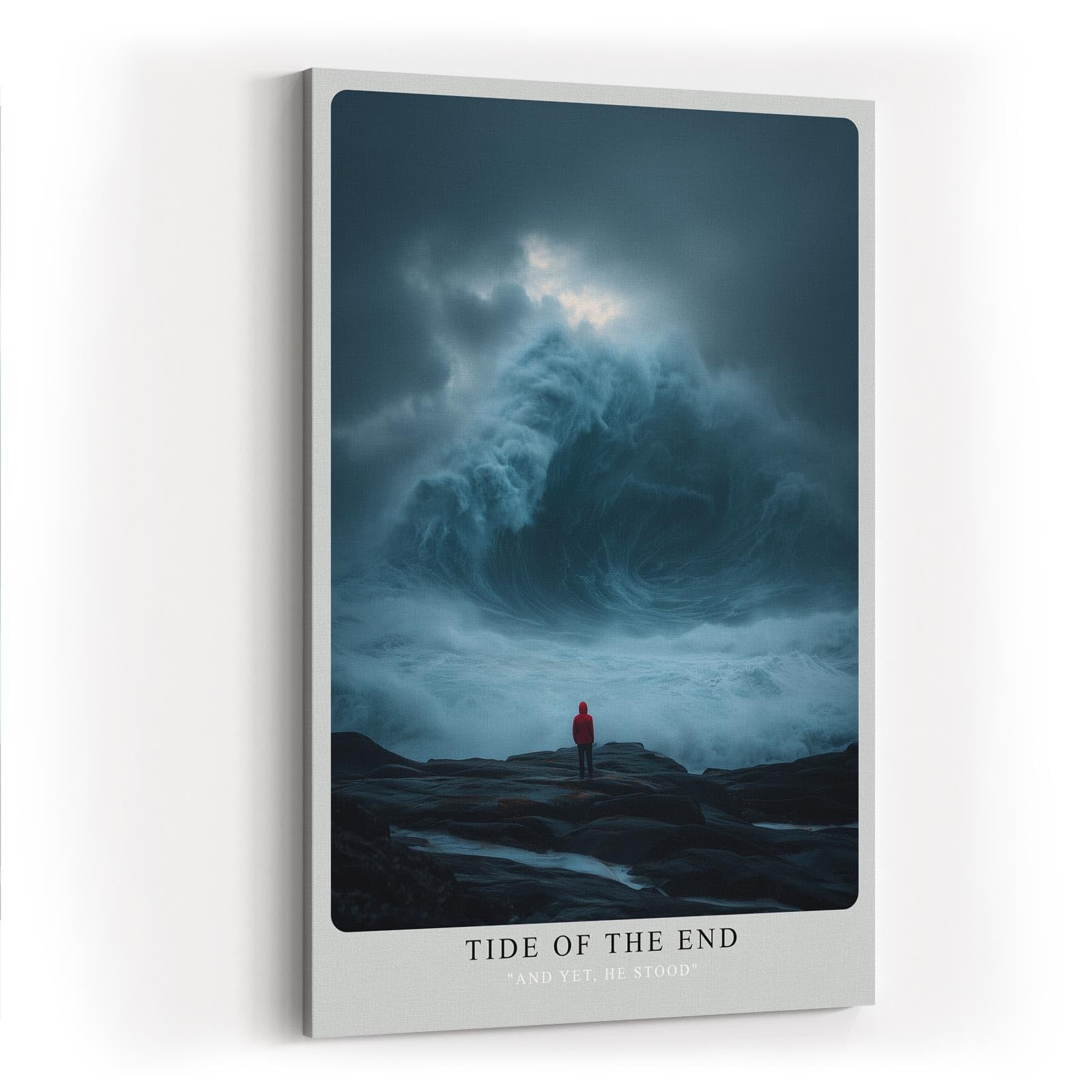 Paul Sinus Wandbild in 40x60cm Tide of the End mit dramatischer Meereswelle und einsamer Figur für ausdrucksstarke Wandgestaltung