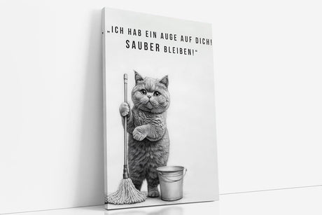 Paul Sinus Poster/Leinwandbild/Rahmenoption Lustiges Katzenbild – Freche Klo-Deko für dein Gäste-WC – Perfekt für Sauberkeitsfans