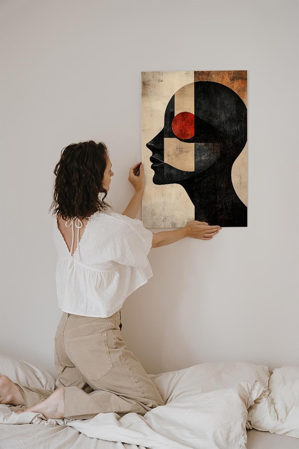 Paul Sinus 60x90cm Wandbild Black Vision – Ausdrucksstarkes Kopfprofil in moderner Abstraktion auf Leinwand Holzrahmen