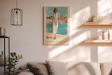 Paul Sinus Wandbild in 40x60cm Französische Riviera Frau im weißen Jumpsuit am Hafen mediterrane Eleganz auf Leinwand