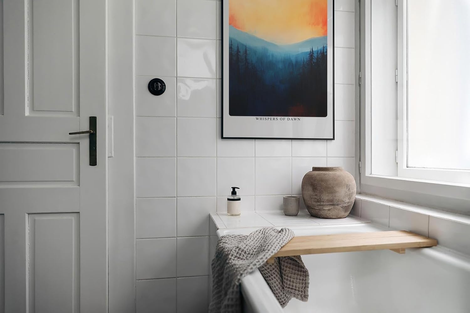 Paul Sinus Leinwandbild 80x120cm Mystischer Morgengrauen – Traumhafte Berglandschaft in sanften Farben mit nebelverhangenen Tälern