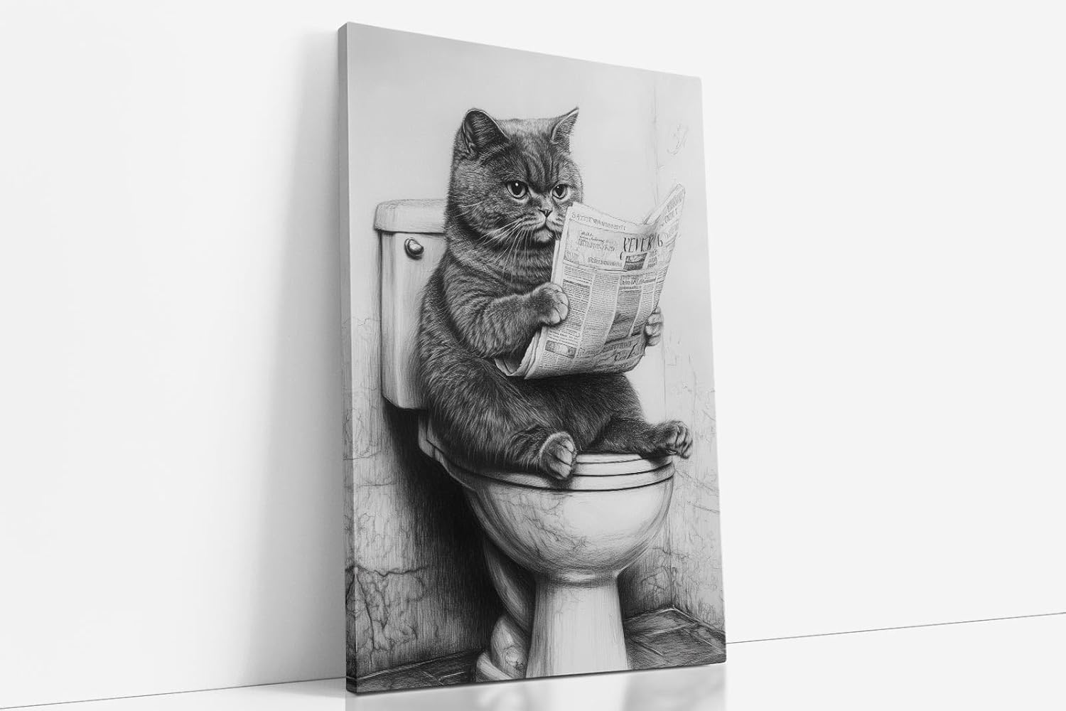 Paul Sinus Poster/Leinwandbild/Rahmenoption Lustiges Katzenbild – Witzige Klo-Deko für dein Gäste-WC – Perfekt für Humor-Fans