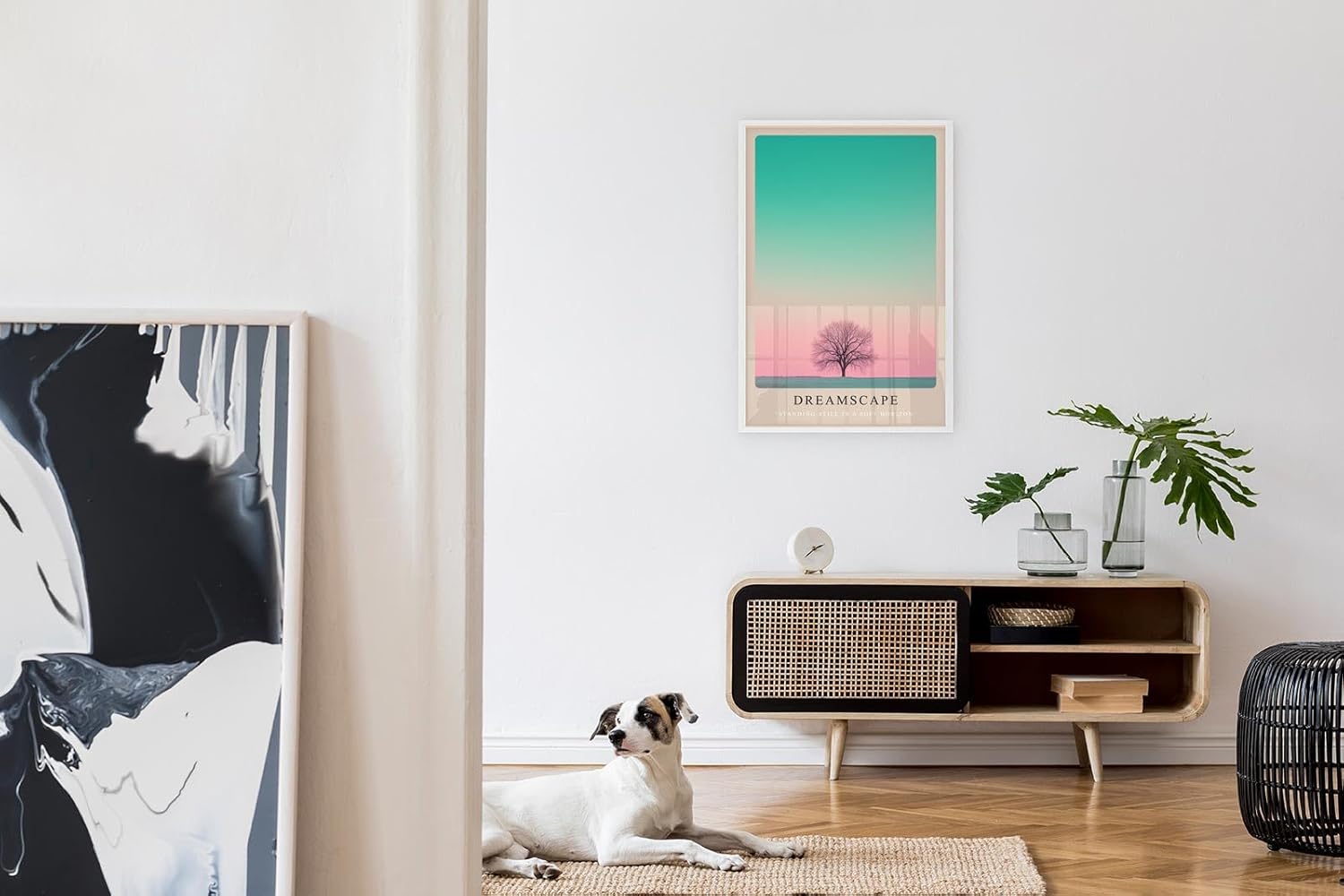 Paul Sinus Leinwandbild 80x120cm Dreamscape – Minimalismus, Natur, Farbverlauf, Ästhetik, Kunst, Träume, Harmonie, Balance, Landschaft, Meditativ, Ruhe