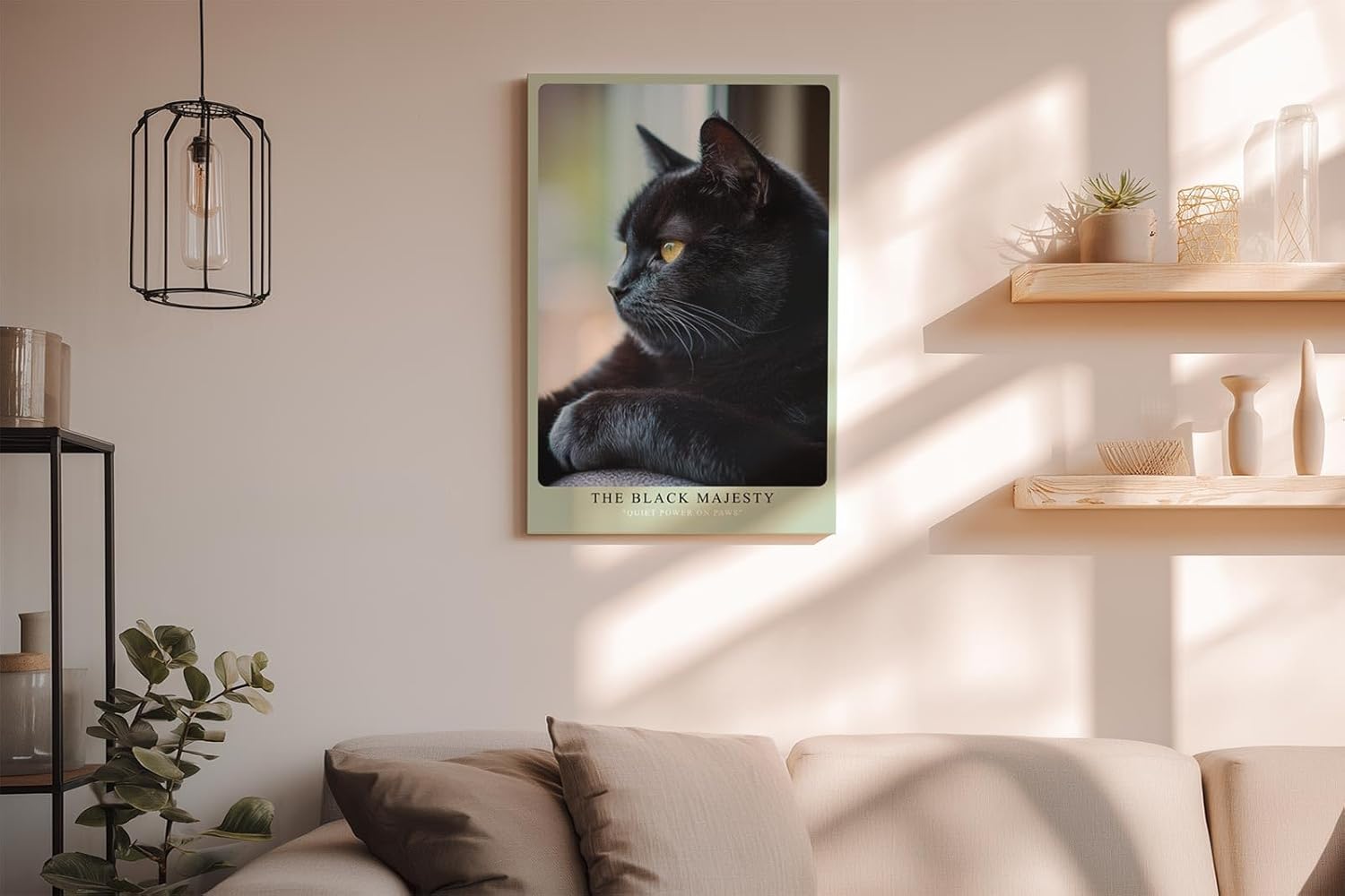 Paul Sinus Wandbild in 40x60cm schwarzer Kater im Profil – edles Tierporträt mit intensiven Augen für stilvolle Raumgestaltung